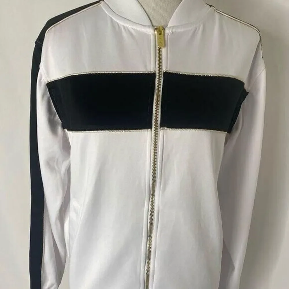 CSG Track Jacket Mens Medium White Black Full Zip Athletic Long Sleeve